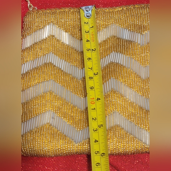 Vintage Gold/Silver Metallic Beaded Gatsby Style Vintage Evening Purse - Picture 11 of 11